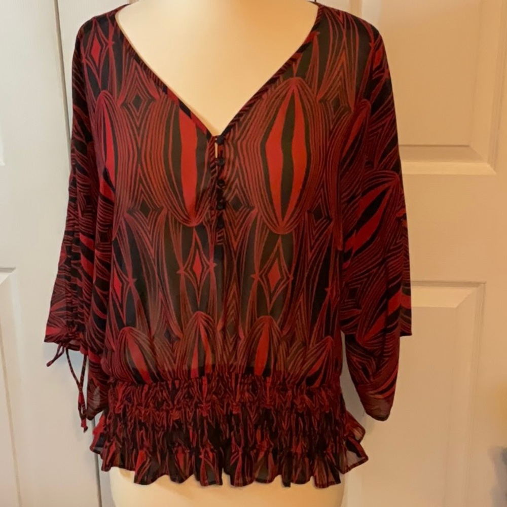 Prima Anna‎ Red Black Ruched Waist Large